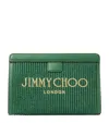 Jimmy Choo Raffia Leather-trim Avenue Pouch In Green