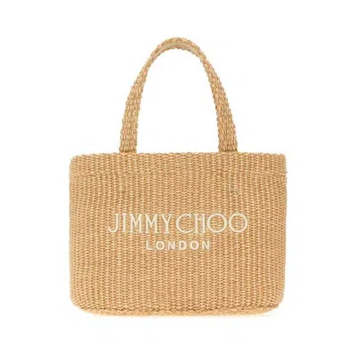 Jimmy Choo Raffia Mini Beach Handbag Naturallatte Borse A Mano In Brown