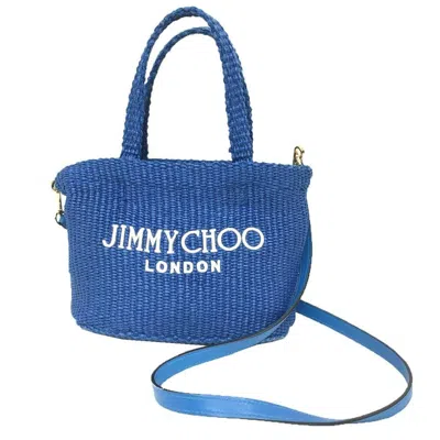 Pre-owned Jimmy Choo Raffia Shoulder Bag Tote Bag () In Blue