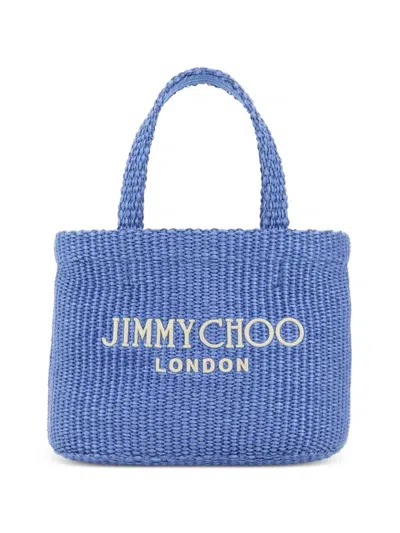 Jimmy Choo Raffia Small Beach Shoulder Bag In Blue