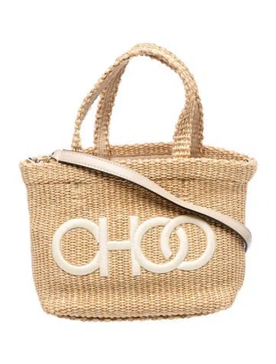 Pre-owned Jimmy Choo Raffia Top Handle Bag In Neutrals