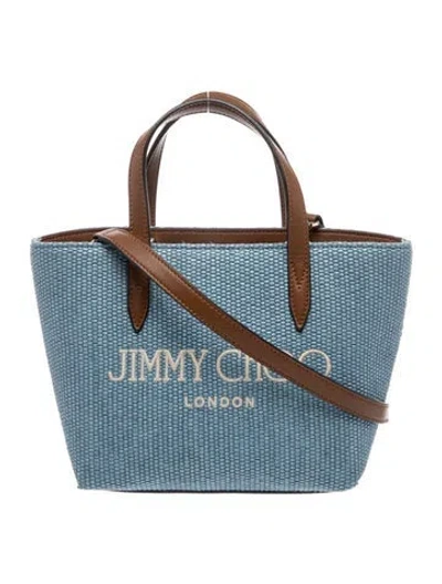 Pre-owned Jimmy Choo Raffia Top Handle Bag W/ Tags In Blue