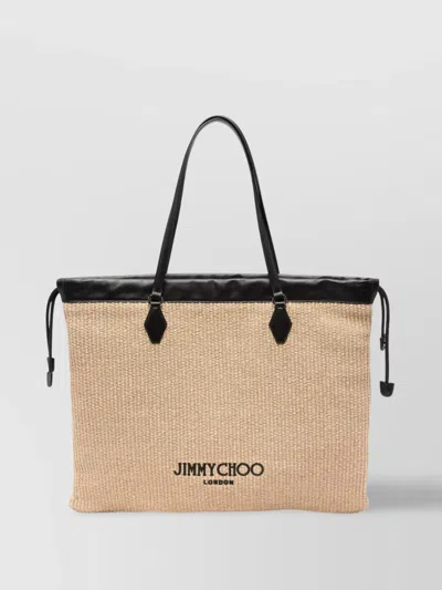 Jimmy Choo Raffia Tote Bag Side Drawstrings