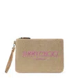 Jimmy Choo Raffia Zip-up Pouch In Gold