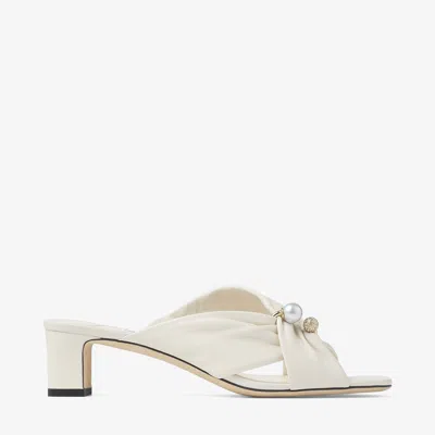 Jimmy Choo Rafi 45 Latte Soft Glove Leather Sandals Cream 41 In White