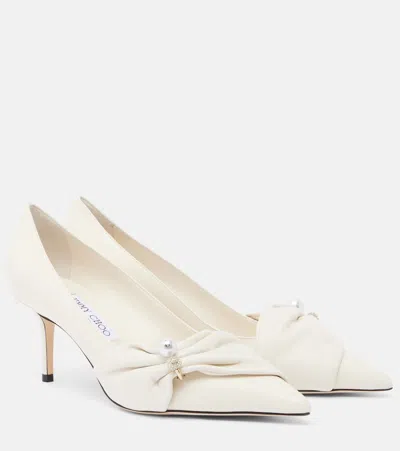 Jimmy Choo Rafi Embellished Leather Pumps In Neutral