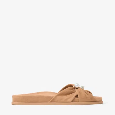 Jimmy Choo Rafi Flat Toffee Suede Flat Sandals Toffee 38 In Brown