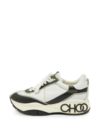 Pre-owned Jimmy Choo Raine Panelled Low-top Sneakers In White