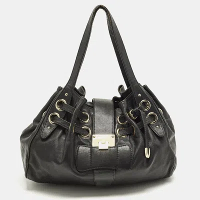 Pre-owned Jimmy Choo Ramona Black Leather Shoulder Bag