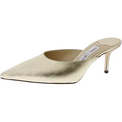 Jimmy Choo Rav Womens Leather Embellished Mules In White