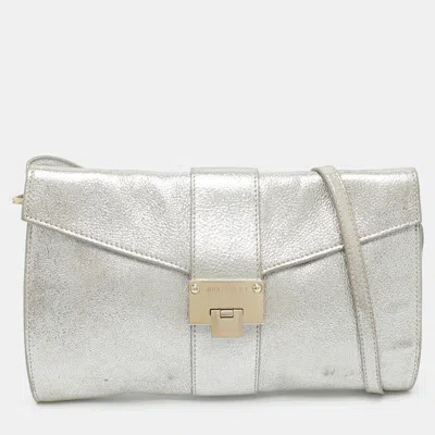 Pre-owned Jimmy Choo Rebel Silver Foil Leather Clutch Bag