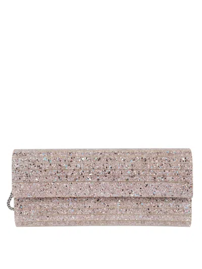 Jimmy Choo Rectangular Glitter Clutch In Pink
