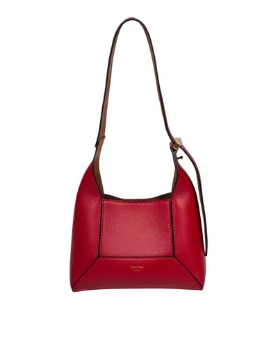 JIMMY CHOO JIMMY CHOO RED LEATHER DIAMOND HOBO/S SHOULDER BAG