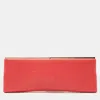 Jimmy Choo Red Leather Long Frame Clutch In Red