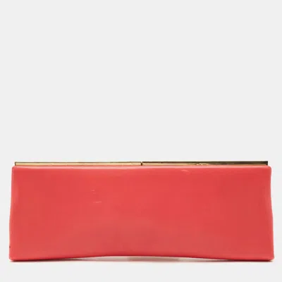 Jimmy Choo Red Leather Long Frame Clutch
