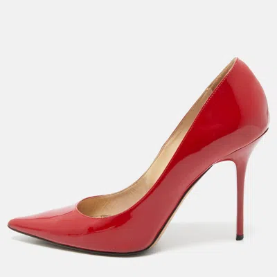 Pre-owned Jimmy Choo Red Patent Leather Love Pumps Size 37.5