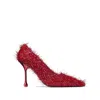 Jimmy Choo Ixia 80 Tinsel Pumps In Red