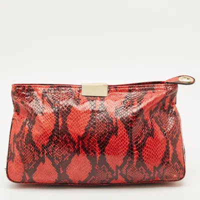 Pre-owned Jimmy Choo Red/black Watersnake Leather Zulu Clutch
