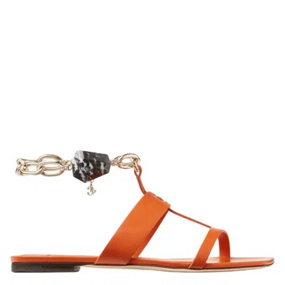 Jimmy Choo Reed Leather Flat Sandals In Animal Print