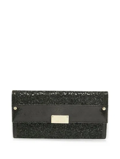 Pre-owned Jimmy Choo Reese Glitter Clutch Bag In Black