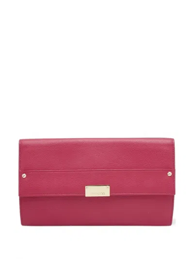 Pre-owned Jimmy Choo Reese Grained Leather Clutch Bag In Pink