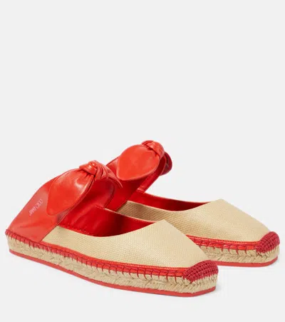 JIMMY CHOO REKA LEATHER AND RAFFIA ESPADRILLES