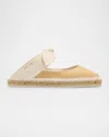 Jimmy Choo Reka Raffia And Leather Flats In Latte