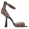 Jimmy Choo Reon Leopard Print Ankle Strap Heeled Sandals In Brown Calf Hair In Brown