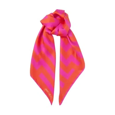 Jimmy Choo Reta Logo Pattern Foulard Scarf In Pink