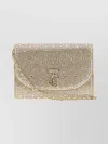 Jimmy Choo Rhinestone Detailed Fabric Chain Clutch In Brown