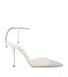 Jimmy Choo Saeda 100 Crystal-embellished Leather-trimmed Mesh Pumps In White