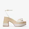 Jimmy Choo Ricia Knotted Bow Platform Sandals In Latte/natural