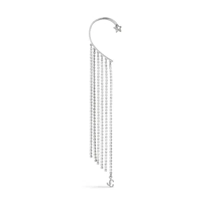 Jimmy Choo Right Fringe Earcuff In Silver/crystal