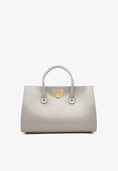Jimmy Choo Riley Leather And Suede Tote Bag In Gray