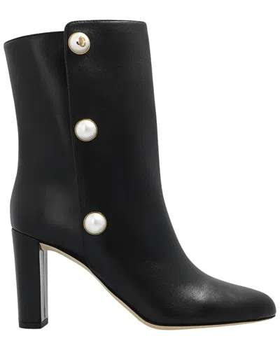 Jimmy Choo Rina 85 Leather Boot In Black