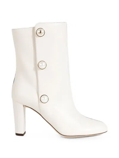 Jimmy Choo Rina Faux-pearl Embellished Ankle Boots In White