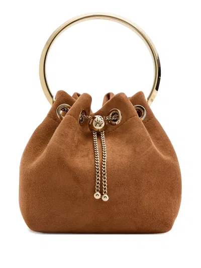 Jimmy Choo Ring-handle Tote Bag In Brown