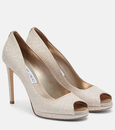Jimmy Choo Riya Glitter Pumps In Gold