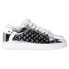 Jimmy Choo Rome/f Monogram Sneakers In Metallic Silver Leather In Silver