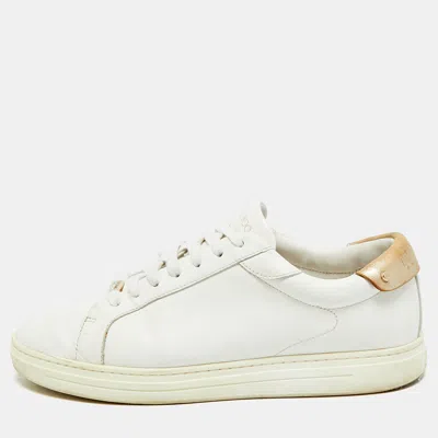 Pre-owned Jimmy Choo Romeo Size 42 White Leather Lace Up Sneakers
