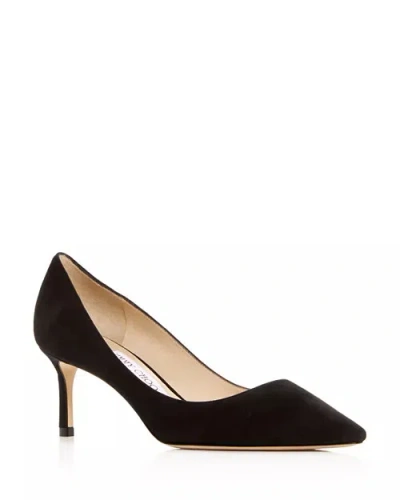Pre-owned Jimmy Choo Romy 60 Black Leather Or Suede Pointed Toe Pumps $650