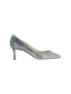 Jimmy Choo Romy Spring Onion Effect High Heels In Silver