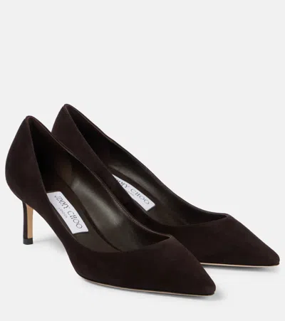 Jimmy Choo Suede Ballerina Pumps Tapered Heel Design In Purple