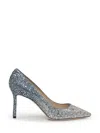 Jimmy Choo Romy Spring Onion Effect High Heels In Silver/dusk Blue