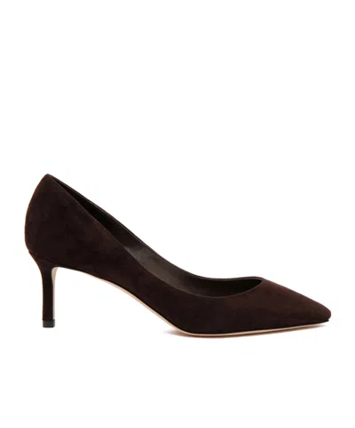 Jimmy Choo Romy 85 Coffee Tonal Suede Pumps In Brown