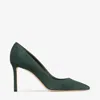 Jimmy Choo Romy 85 Suede Pumps In Green