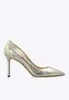 Jimmy Choo Romy 85 Metallic Pointed-toe Pumps In Gold