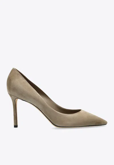 Jimmy Choo Romy 85 Leather Pumps In Gray