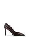 Jimmy Choo Romy 85 Leather Pumps With Croco Effect In Brown