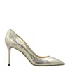 Jimmy Choo Romy 85 Metallic Pointed-toe Pumps In Nude